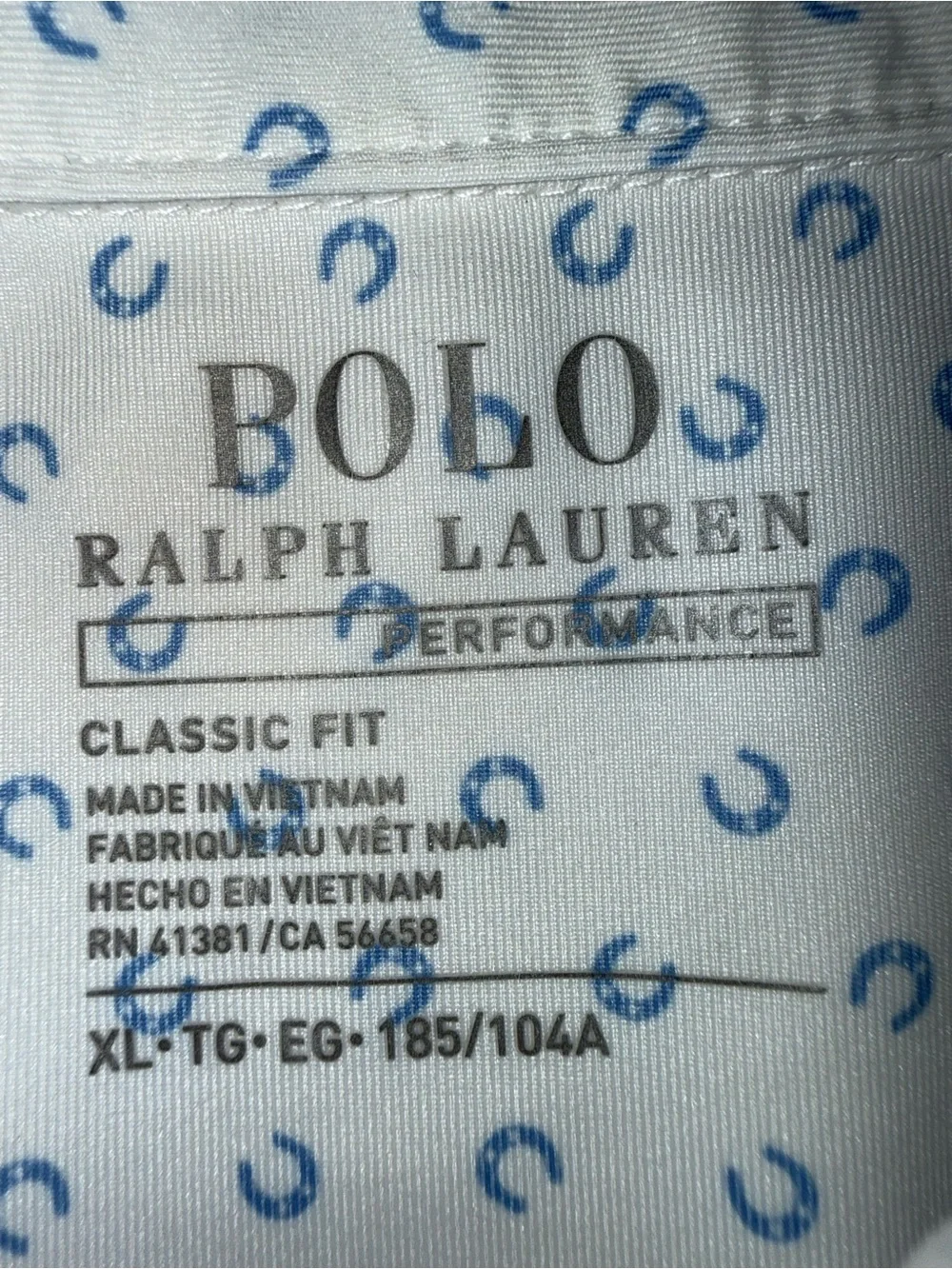 Polo by Ralph Lauren White Polo with Blue Mini Horseshoe Print XL